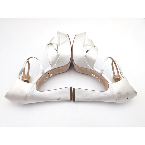 Badgley Mischka Jayleen Chunky Platform Sandals Women's White Size US8 EU38.5 - Picture 5 of 13